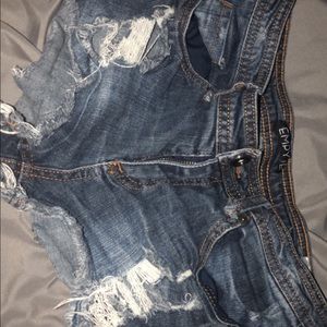 Ripped jean shorts